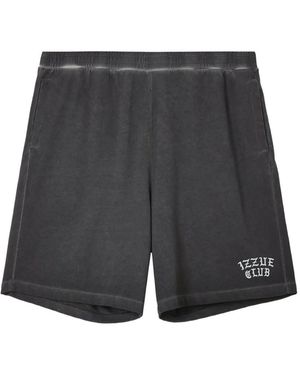 Izzue Logo-Detail Cotton Shorts - Black