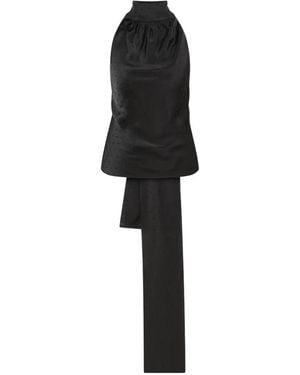 Anna October Demetra Polka-Dot Halterneck Top - Black