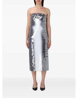 Max Mara Sequin-Embellished Strapless Midi Dress - Blue