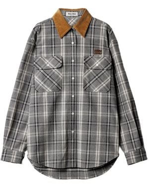 Miu Miu Checked Flannel Shirt - Grey