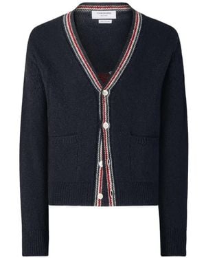Thom Browne Hector Donegal Intarsien-Cardigan - Blau