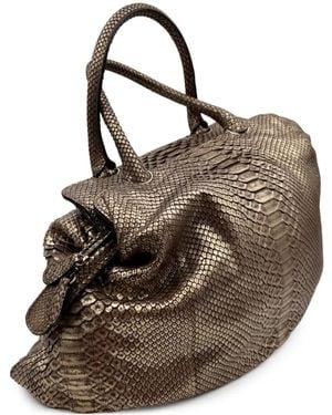 Zagliani Borsa A Spalla Con Effetto Pitone - Marrone