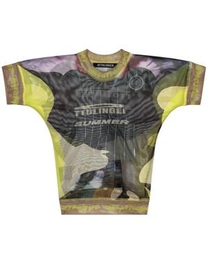 OTTOLINGER Graphic-Print Mesh T-Shirt - Grey