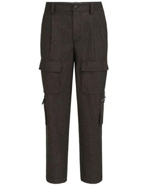 Brunello Cucinelli Flanellen Broek Met Cargo Zakken - Zwart