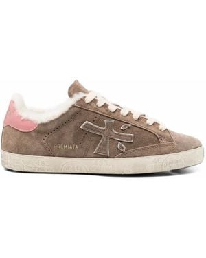 Premiata Stevend Suede Trainers - Natural