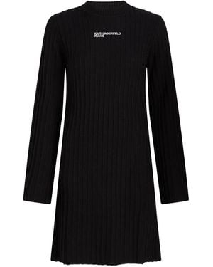 Karl Lagerfeld プリーツニット ドレス - ブラック