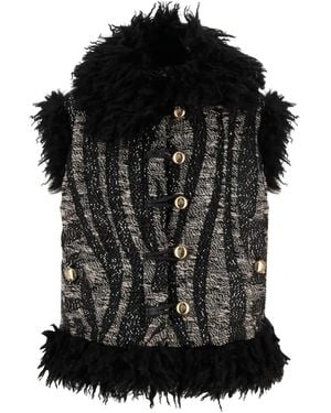PUCCI Fur-Trim Button Jacket - Black