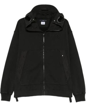 C.P. Company Goggle-Detail Zip-Up Sweatshirt - Black