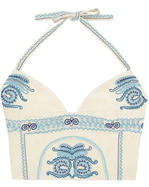 Fortela Aura Embroidered Top - Blue