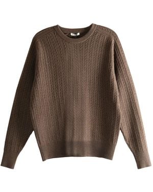 AURALEE Cable-knit Crew-neck Sweater - ブラウン
