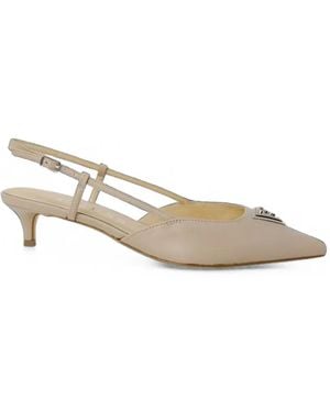 Guess Logo-Plaque Slingback Pumps - Natural