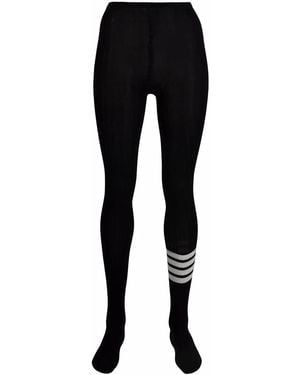 Thom Browne Opaque Rib Tights W/ 4 Bars - Black