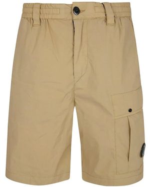 C.P. Company 50 Fili Lens Cargo Shorts - Natural