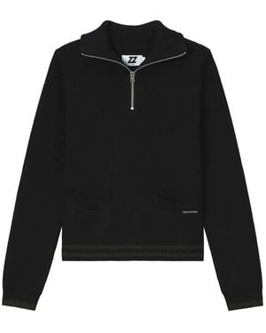 Izzue Reißverschluss-Pullover Mit Logo-Intarsie - Schwarz