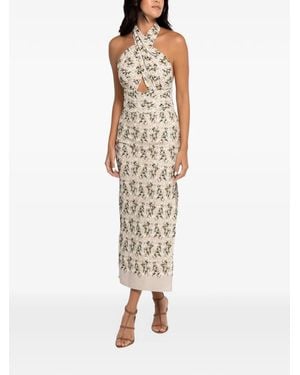 JBQ Rita Daisy-Embroidered Midi Dress - Natural