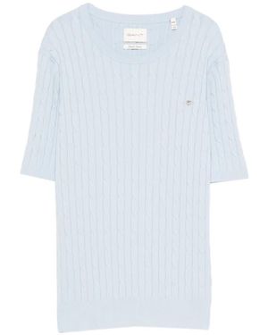 GANT Cable-Knit Short-Sleeve Top - White