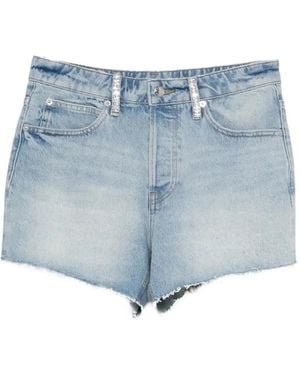 Alexander Wang Crystal-Embellished Frayed Shorts - Blue