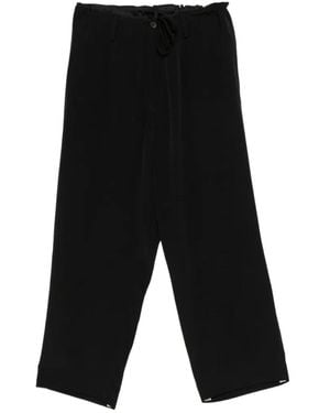 Y's Yohji Yamamoto Drawstring Straight Leg Trousers - Black