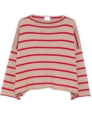 Be You Striped Round-Neck Jumper - Red