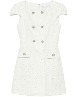 Self-Portrait Sp Lime Boucle Mini Dress - White