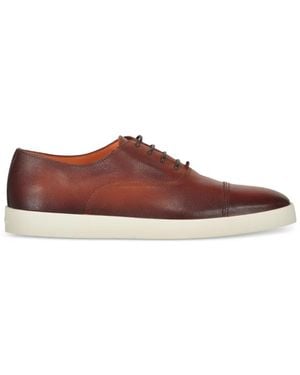 Santoni Leather Oxford Trainers - Brown