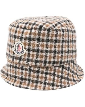 Moncler Checked Bucket Hat - White