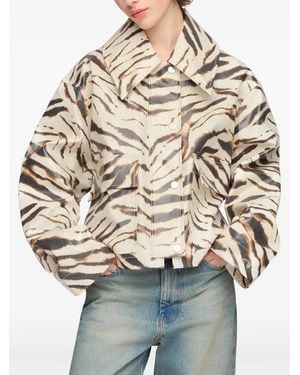 Ganni Gelamineerd Jack Met Zebraprint - Naturel