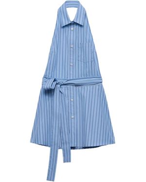 Prada Sleeveless Striped Halterneck Shirt - Blue
