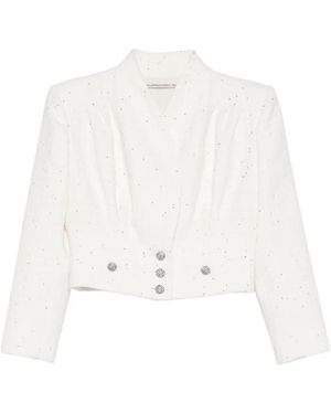 Alessandra Rich Veste Crop À Boutons - White