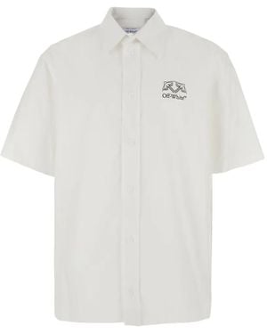Off-White c/o Virgil Abloh Off Line Half-Arrow Poplin Slim Bowling Shirt - White
