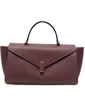 Valextra Medium Iside Leather Tote Bag - Purple