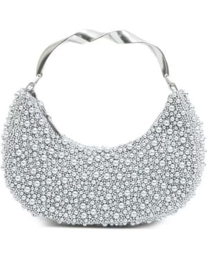 Jonathan Simkhai Borsa Tote Evelyn Piccola A Mezzaluna Con Perline - Grigio