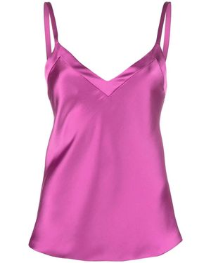 Blanca Vita V-Neck Satin Top - Pink