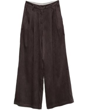 Alysi Pleated Wide-Leg Pants - Brown
