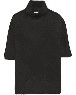 Soft Goat Roll-Neck Short-Sleeve Jumper - Black