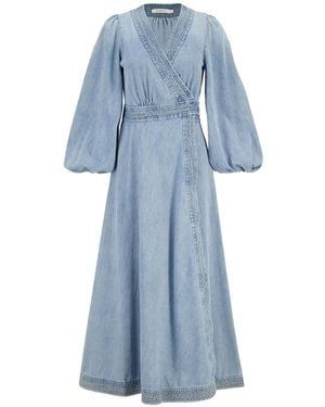 Zimmermann Indra Wrap Midi Dress - Blue