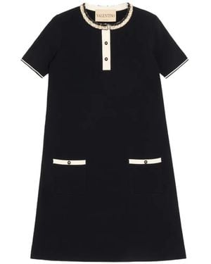 Valentino Garavani Embroidered Stretch Viscose Dress - Black