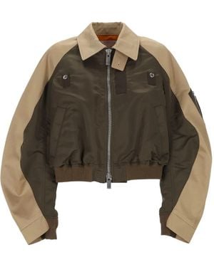 Sacai Colour-Block Bomber Jacket - Brown