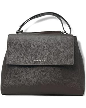 Orciani Medium Sveva Flap Leather Shoulder Bag - Black