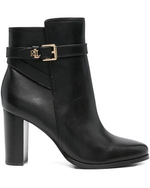 Ralph Lauren Stivali Con Tacco Largo E Fibbia - Nero
