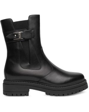 Nero Giardini Buckle-Strap Chunky-Sole Boots - Black