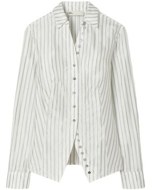 Tory Burch Cinched Stripe Shirt - White