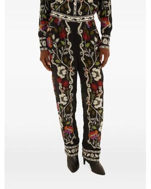 FARM Rio Floral-Print Pants - Black