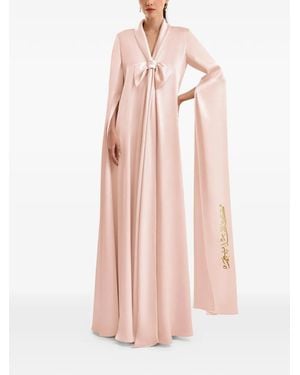 Gemy Maalouf Bow-Embellished Calligraphy Maxi Kaftan - Pink