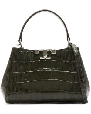 Tory Burch Mini Eleanor Croc-Embossed Satchel - Black