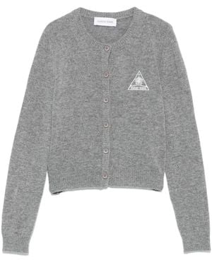 Marine Serre Logo-Embroidered Cardigan - Grey