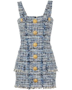 Balmain ツイード ミニドレス - ブルー
