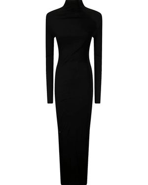 KHAITE Floor-Length Viscose Dress With High Half-Collar - Black