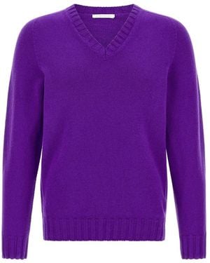 Oliver Lattughi V-Neck Cashmere Jumper - Purple