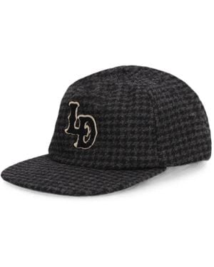 Les Deux Houndstooth-Pattern Baseball Cap - Black